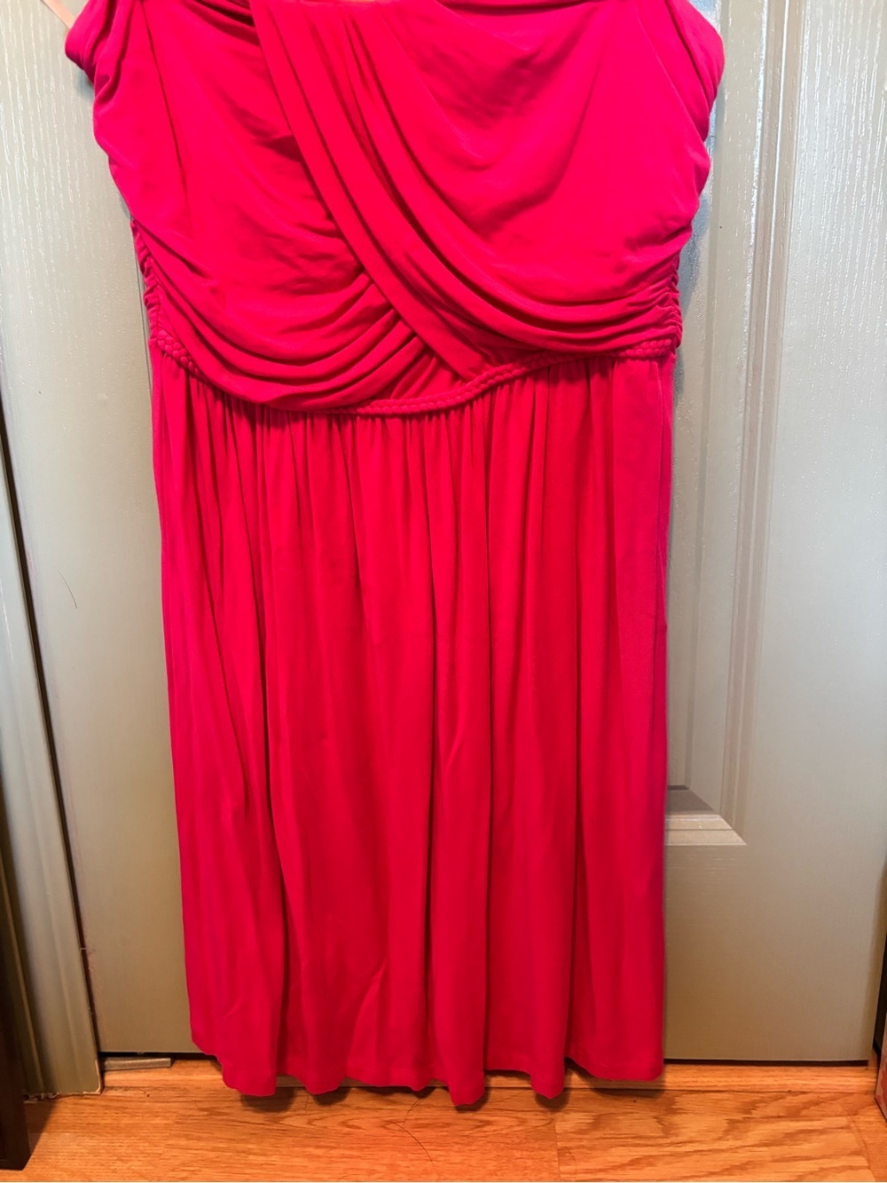Vibrant Pink Draped Empire Waist Strapless Mini Dress